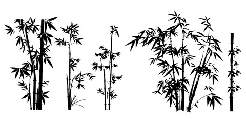 bamboo silhouettes - obrazy, fototapety, plakaty
