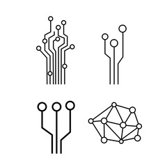 technology icon set. flow of technological developments. technology circuit. social media internet development icon. icon. application user interface. vector editable