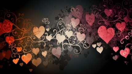 Hearts and love on a greeting card background - AI generated - obrazy, fototapety, plakaty