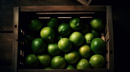 A box of limes with a presentation from a top perspective - AI generated
