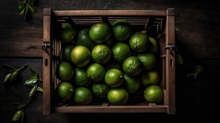 A top view of a box of limes with presentation - AI generated