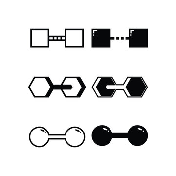 black and white dumbell collection vector. dumbell, gym, weight, sport, workout, fitness, exercise, barbell, muscle, training, bodybuilding, power, strong, health, flat, simple, vector illustration