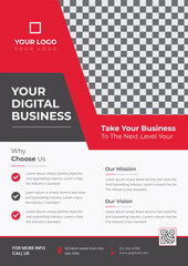Corporate business flyer design template and digital marketing agency with gold geometric shapes and creative professional attractive minimal abstract flyer template in A4 size