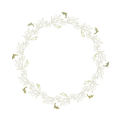 素材_フレーム_イルカをモチーフにした金色の飾り枠。高級感のある夏のイメージ。字無