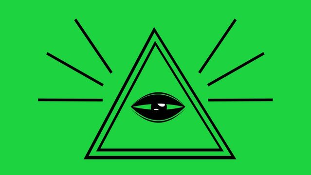 third eye icon animation blinking, on a green chroma key background