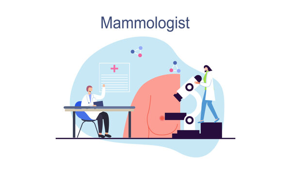 Mammologist concept consultation with doctor about breast disease idea of healthcare and medical examination breast screening and mammography diagnostic of oncology illustration