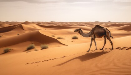A camel walking in a desert ai, ai generative, illustration