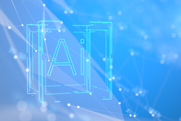 Artificial intelligence for communication. Artificial intelligence for writing program code. Artificial intelligence creates music. Artificial intelligence for creating an image. 3d render.