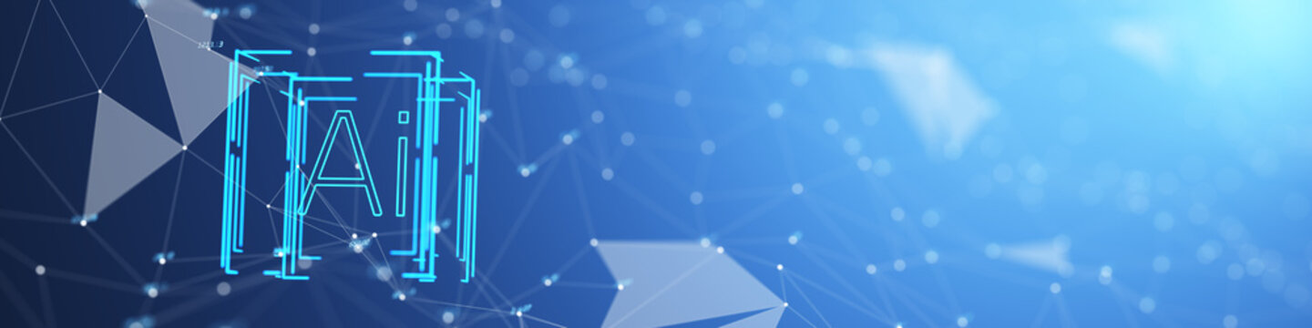 Artificial intelligence for communication. Artificial intelligence for writing program code. Artificial intelligence creates music. Artificial intelligence for creating an image. 3d render.