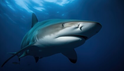 Obraz na płótnie Canvas A terrifying bull shark in the ocean ai generative illustration