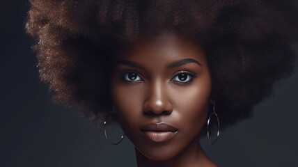 Generative AI beauty image of an African American girl with afro hair