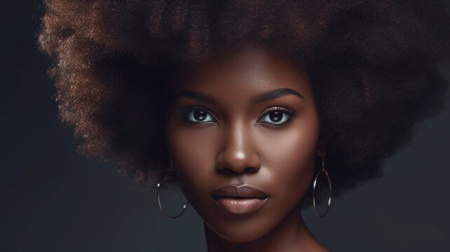 Generative AI beauty image of an African American girl with afro hair
