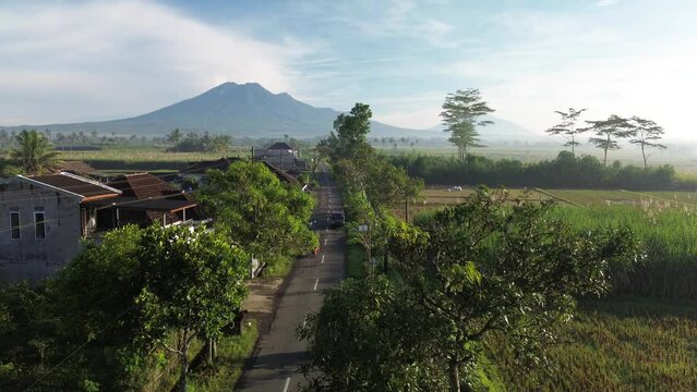 aerial video view of Mount Kawi in the morning