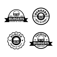 Vintage collection of great burger logos white backgraound