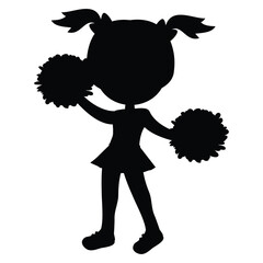 Cute cheerleader silhouette vector cartoon illustration