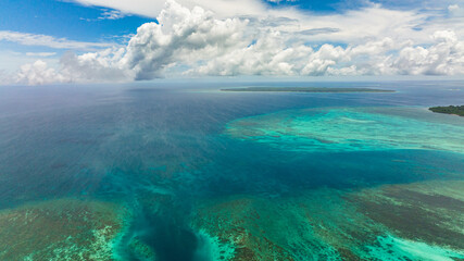 Obraz na płótnie Canvas Aerial view of Tropical islands and blue sea. Balabac, Palawan. Philippines.