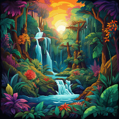 Beautiful jungle painting