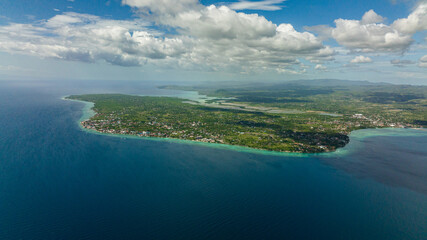 Naklejka na ściany i meble Moalboal town with hotels and dive centers. A popular place for divers. Philippines, Cebu.