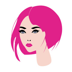 Young woman with hot pink colour hair