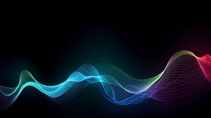 Abstract waves glowing colors, desktop background - Generative Ai