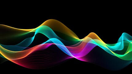 Abstract waves glowing colors, desktop background - Generative Ai
