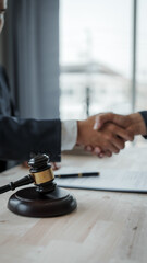 Shaking hands, Lawyer accepting bribe concept for signing legal contract approval, rights of liberty, bribery, Concept of law, justice, court trial, and professional legal services, judge