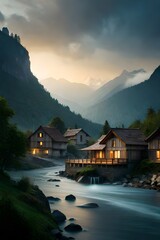 Naklejka premium lake in the mountains