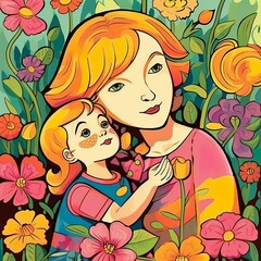 Obraz na płótnie Canvas A mother and her child-Generative AI