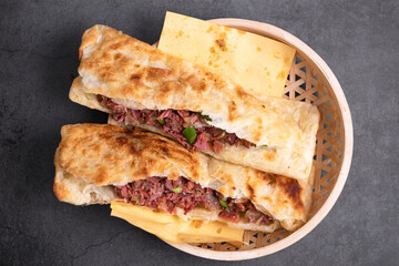 Donkey meat fire, an Oriental delicacy. Hejian Donkey Burger