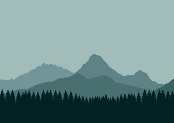 forest and mountains vector illustration design
