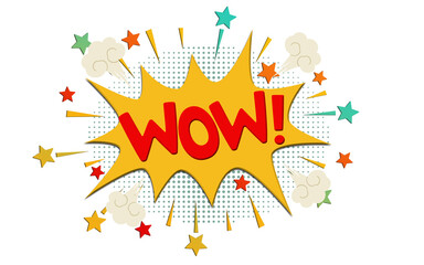 pop art and comic speech bubbles  transparent background wow red