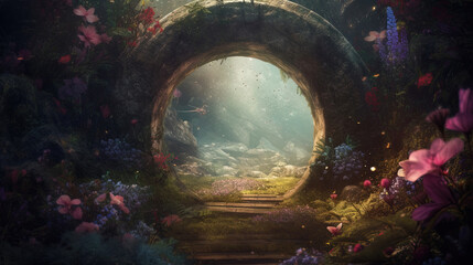 Obraz premium background with space portal. Generative Ai