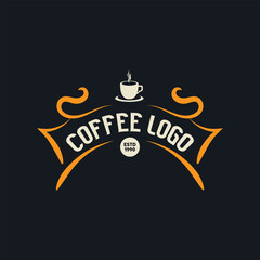 Coffee Shop Logo, Badge and Label Design Element. Cup, beans, cafe vintage style object. retro vector illustration.