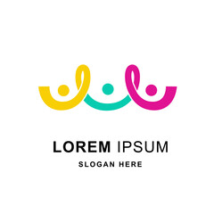 abstract logo unity in diversity and togetherness of social people. Social team logo icon. Social diversity, team work
