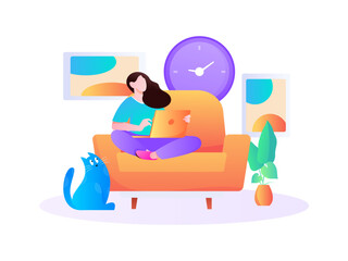 Home interior character scene flat vector concept operation hand drawn illustration
