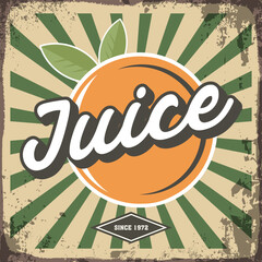 Juice retro tin sign vector design