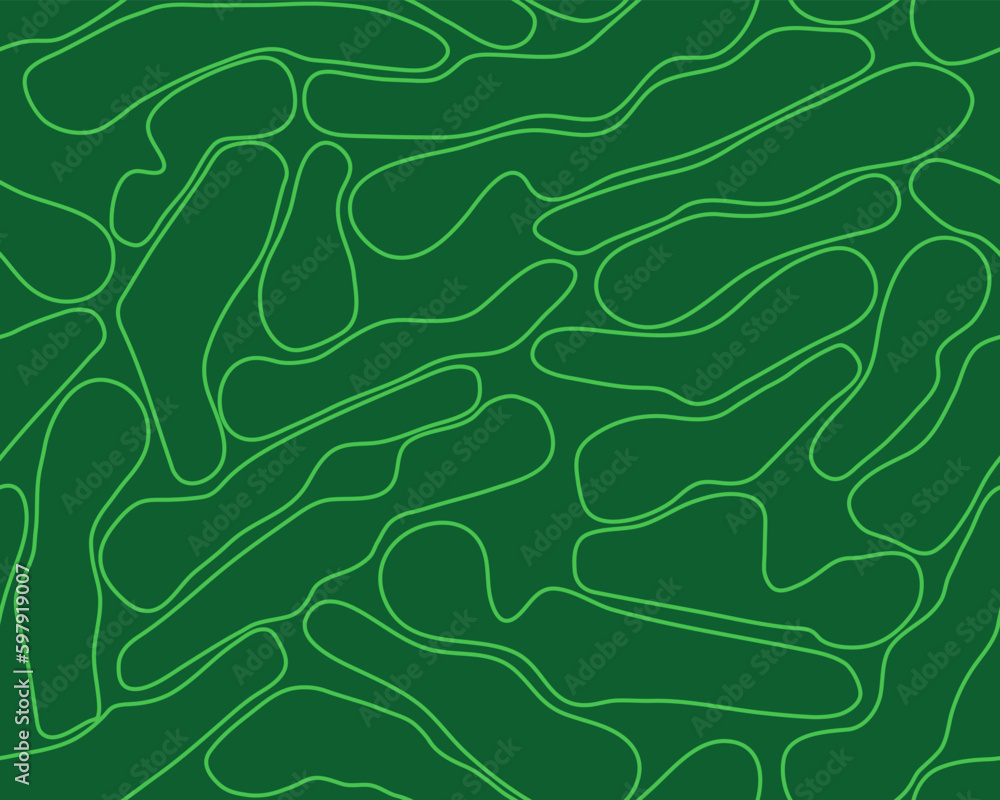 Wall mural golf course layout outline seamless pattern. top view of vector map color illustration