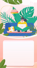 Home interior character scene flat vector concept operation hand drawn illustration
