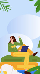 Obraz premium Home interior character scene flat vector concept operation hand drawn illustration 