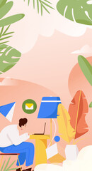 Home interior character scene flat vector concept operation hand drawn illustration
