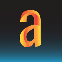 Small a Letter logo golden Shape Vector