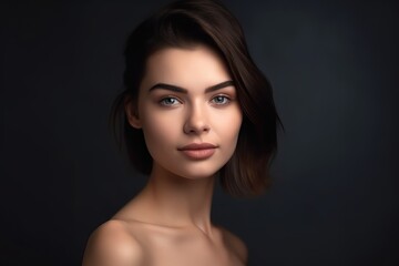 Gorgeous natural beauty. Young woman posing in the studio. Generative AI