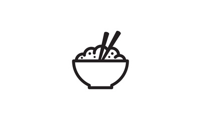 bowl with rice logo design, simple creative symbol vector illustration.