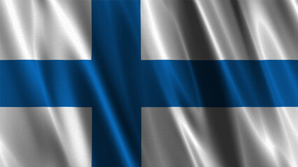 Obraz premium Flag of Finland, with a wavy effect due to the wind.
