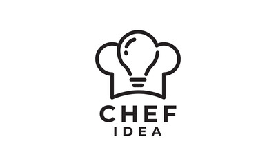 hat cook with light logo. idea food icon design vector