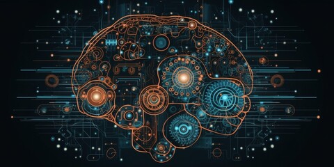 AI brain, Created by AI generation, AI generative, Created with generative AI tools