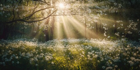 scene in the forest, Created by AI generation, AI generative, Created with generative AI tools