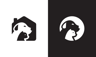 dog home logo design. pet care concept symbol vector illustration.