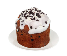 Homemade Easter cake with chocolate and icing isolated