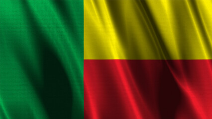 Obraz premium Flag of Benin, with a wavy effect due to the wind.